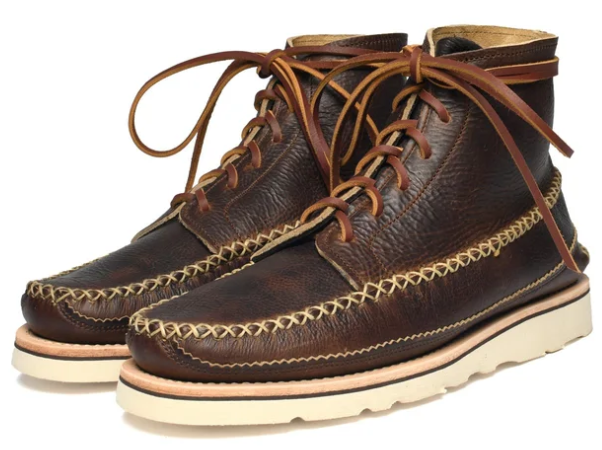 靴 YUKETEN Native Maine Guide Boots 9D Custom - All Handsewn Maine Guide 6 Eye Boots - Crazy Horse Brown